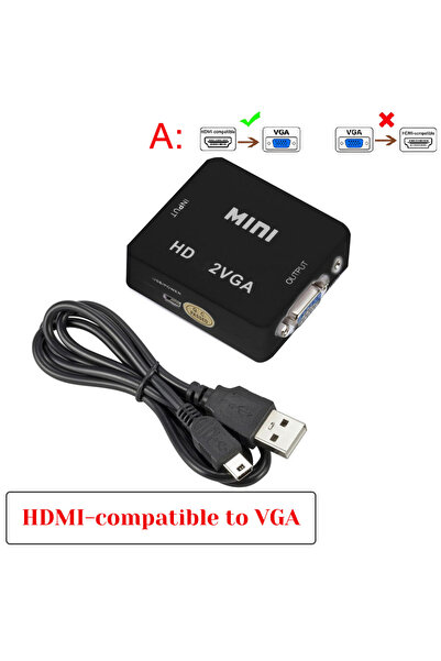 Choice محول HDMI إلى VGA أسود عالي الدقة مع صوت، محول VGA إلى HD، محول HDMI ل...