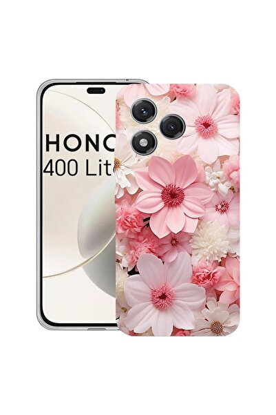 bestcase Калъф за Honor 400 Lite 5G, Прозрачен силиконов 2ММ, Розова и бяла м...