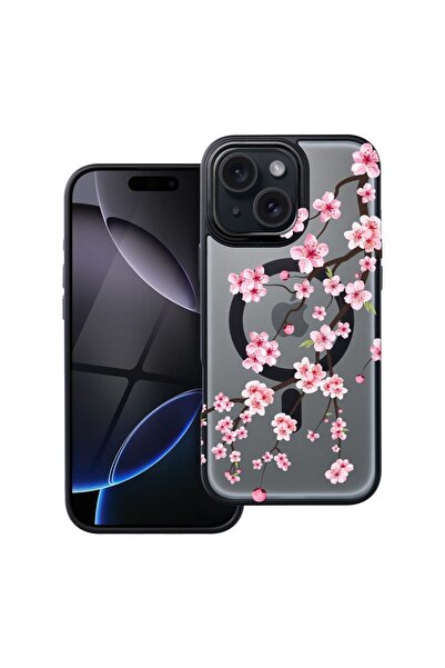 bestcase Θήκη συμβατή με Apple iPhone 15 με σχέδιο ιαπωνικής κερασιάς, Αντικρ...