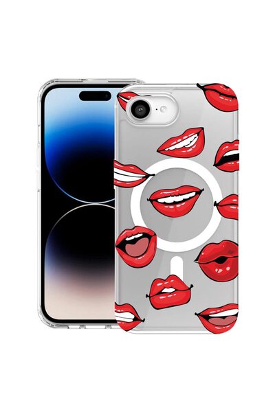 bestcase Husa pentru Apple iPhone 16e cu Design Lips - Kiss Pattern, Mag Anti...