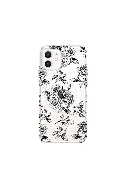 bestcase Husa MagSafe Anti Shock, Compatibila Cu Apple iPhone 12, Black Roses...