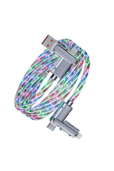 Choice 1m White Phone cable 240W LED Luminous USB Cable 4 in 1 Fast Charging ...