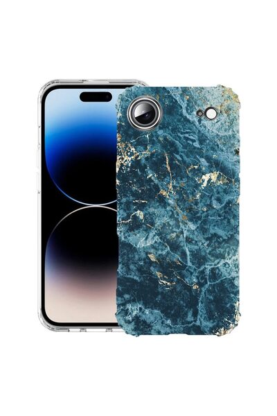 bestcase Калъф за Apple iPhone 17 Air с мраморен дизайн - зелен и златен, уда...