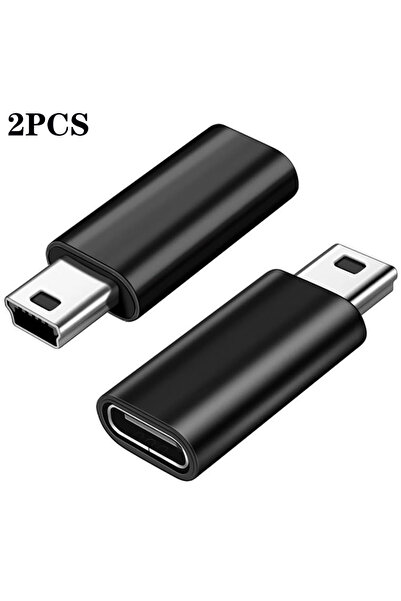Choice1 محول USB C إلى Mini USB أسود (قطعتان)، محول من النوع C أنثى إلى Mini ...