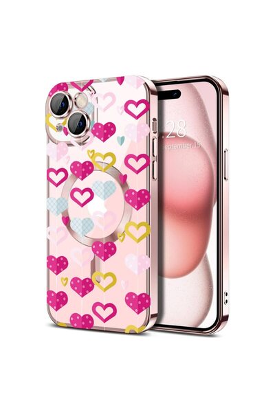 bestcase Husa Luxury MagSafe, Συμβατό με Apple iPhone 14, Όμορφες Καρδιές, Εξ...