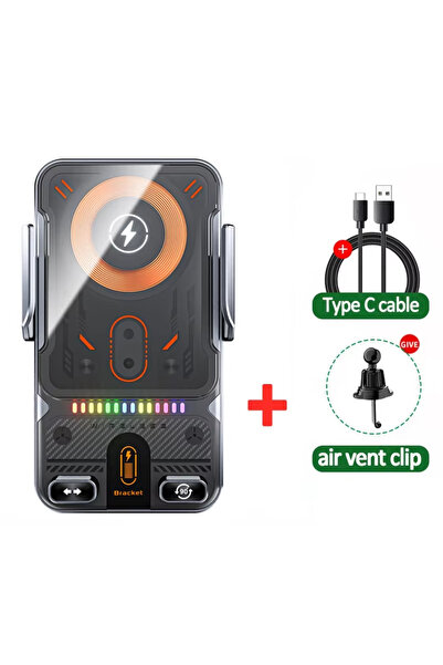 choice2 VIKEFON GRAY Auto-Clamping Car Wireless Charger Phone Holder Stand To...