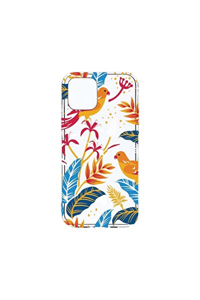 bestcase Husa Clear Silicon 2MM, Compatibilă cu Apple iPhone 12, Păsări color...