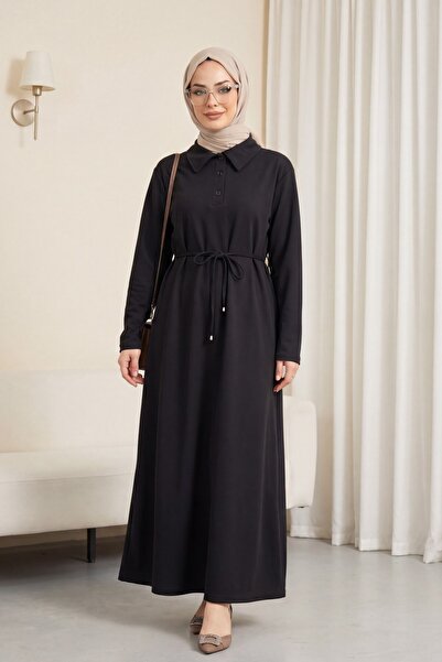 Modamorfo Φόρεμα από χτενισμένο βαμβάκι με γιακά, κουμπιά και δέσιμο στη μέση...