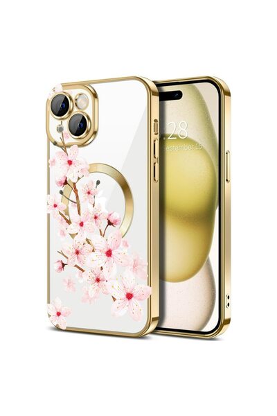 bestcase Πολυτελής Θήκη MagSafe, Συμβατή με Apple iPhone 15, Φλοράλ  "Λεπτεπί...