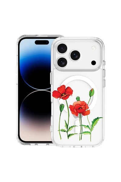 bestcase Husă pentru Apple iPhone 17 Pro Max cu Design Red Poppy, Mag Anti Sh...