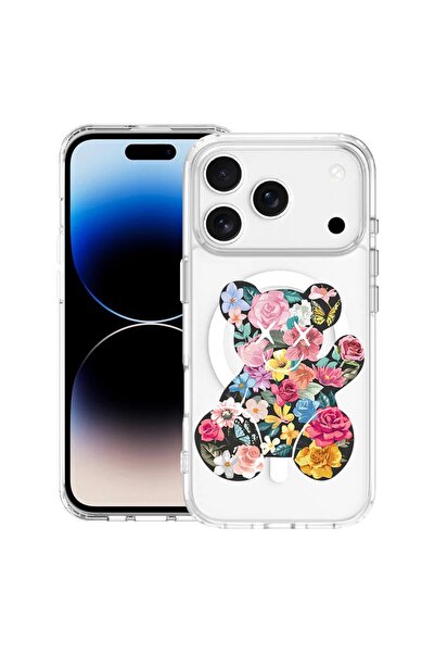 bestcase Θήκη για Apple iPhone 17 Pro με Σχέδιο Αρκουδάκι και Χρωματιστά Λουλ...