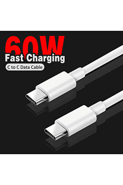 Choice3 كابل USB-C إلى Type-C أبيض بطول 2 متر، شحن سريع 60 واط، كابل بيانات ل...