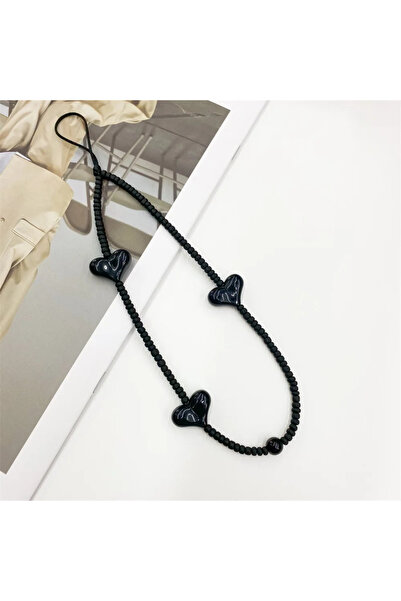 Choice Other Korean Black Heart Phone Charm Straps Acrylic Beaded Cell Phone ...