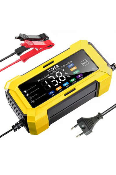 Choice1 EU 12V yellow For EU Color screen 12V 6A Car and Motorcycle Battery c...
