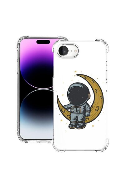 bestcase Калъф за Apple iPhone 16e, Удароустойчив 1.5ММ, Астронавт на Луната,...
