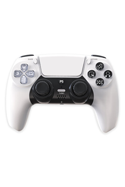 Choice1 وحدة تحكم ألعاب لاسلكية بيضاء GAMINJA P50A لجهاز PS5/PC بأزرار كريستا...