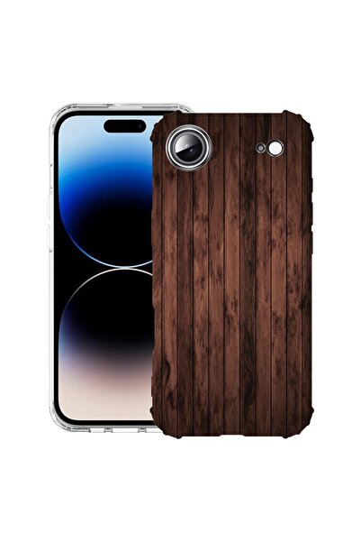 bestcase Husă pentru Apple iPhone 17 Air cu Design Lemn de Nuc, Antișoc, Colț...