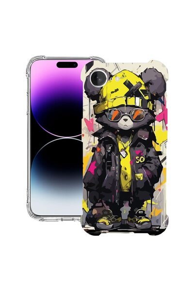bestcase Husa pentru Apple iPhone 16e, Anti Shock 1.5MM, Teddy Bear Pastel co...