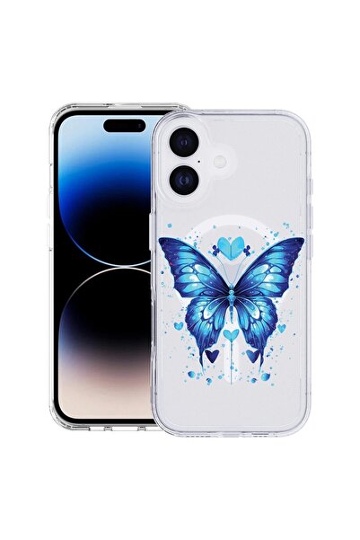 bestcase Husă pentru Apple iPhone 17 cu Design Fluture Albastru, Mag Anti-șoc...