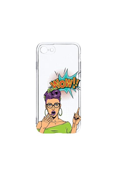 bestcase Прозрачен силиконов калъф 2ММ, Съвместим с Apple iPhone SE 2, Girl B...