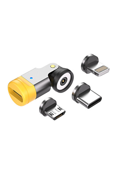 Choice محول مغناطيسي بثلاثة رؤوس يدور 540 درجة، محول USB C أنثى إلى Type C ذك...
