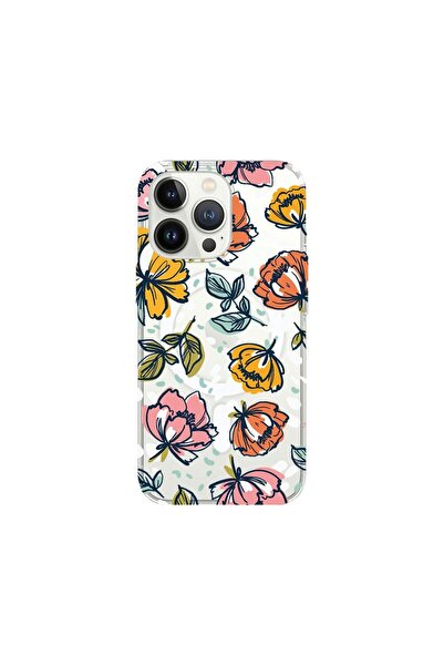 bestcase Husa MagSafe Anti Shock, compatibila cu Apple iPhone 15 Pro, Flowers...