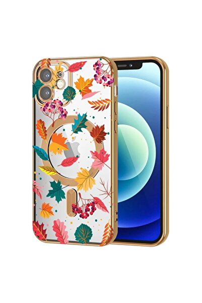 bestcase Husa Luxury MagSafe, Compatibila Apple iPhone 11, Frunze de toamna ‚...