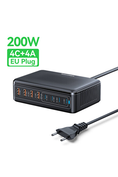 Choice EU Plug Rocoren 200W GaN Charger 8 in 1 Desktop Fast Charging For iPho...