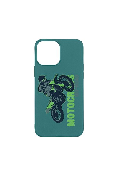 bestcase Силиконов калъф, съвместим с Apple iPhone 13 Pro Max, Мотокрос, усто...