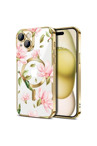 bestcase Πολυτελής Θήκη MagSafe, Συμβατή με Apple iPhone 15, Παστέλ Λουλούδια...