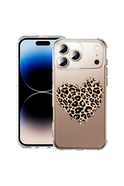 bestcase Husă pentru Apple iPhone 17 Pro Max cu Design Leopard Heart, Antișoc...