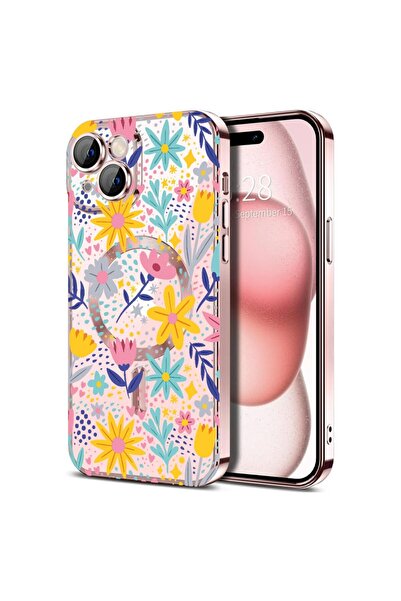 bestcase Husa Luxury MagSafe, Compatibilă cu Apple iPhone 15, Floricele, Ultr...