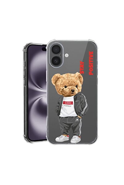 bestcase Husă pentru Apple iPhone 17 cu Design Stay Positive - Ursuleț de plu...
