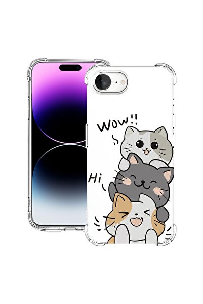 bestcase Калъф за Apple iPhone 16e, Противоударен 1.5ММ, Cat Wow, Защита на к...