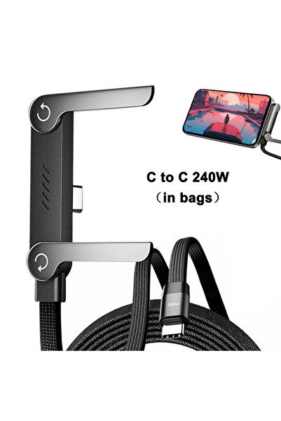 Choice1 C to C 240W bag Foldable Charging Cable With Integrated Stand Fast Ch...