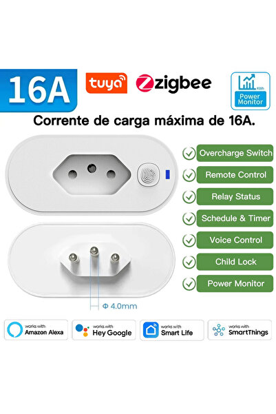 Choice1 قابس برازيلي 16 أمبير بتقنية زيجبي، قابس برازيلي ذكي 16/20 أمبير مع و...