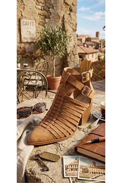 VESS MODA Χοντρό τακούνι, διπλή πόρπη, σουέντ καλοκαιρινά μποτάκια, παπούτσια...