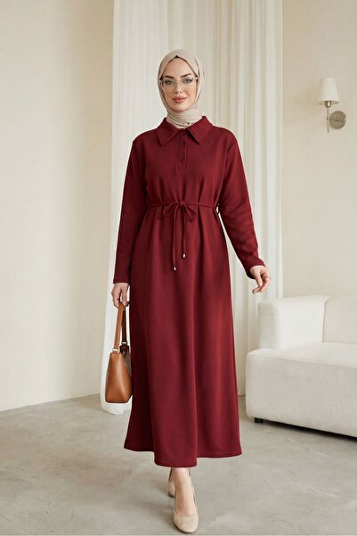 Modamorfo Φόρεμα από χτενισμένο βαμβάκι με γιακά, κουμπιά και δέσιμο στη μέση...