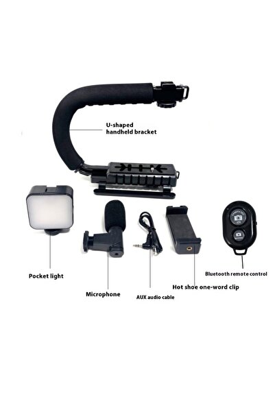 Choice black U C Shaped Holder Grip Video Handheld Stabilizer with Fill light...