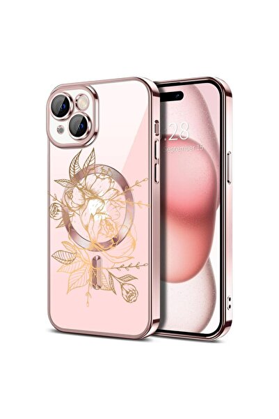 bestcase Husa Luxury MagSafe, Compatibilă cu Apple iPhone 14, Golden Rose, Ul...