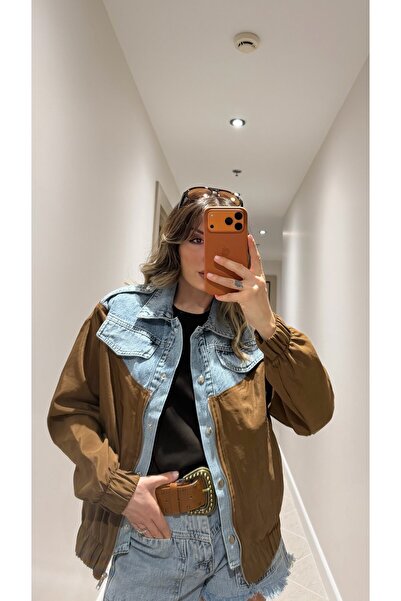 Duya Butik BRONZ KAHVERENGİ KOT DETAYLI CEKET