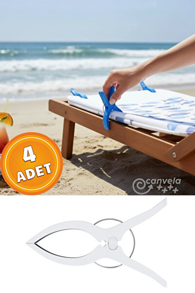 CANVELA 4 Adet XXL Büyük Boy Şezlong Plaj Havlu Mandalı Halı Asma Battaniye v...