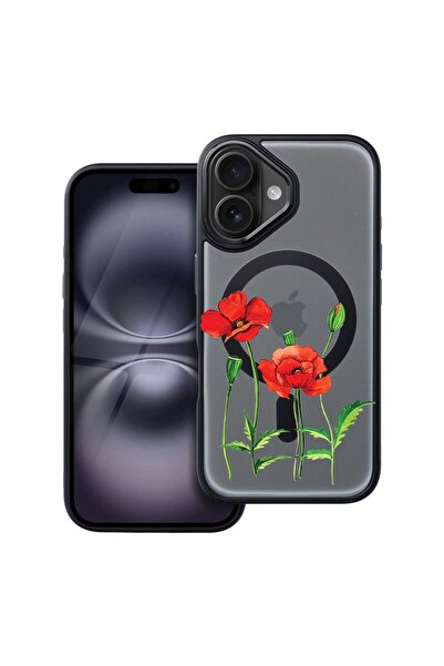 bestcase Husa Compatibila cu Apple iPhone 16 cu Design Red Poppy, Shockproof ...