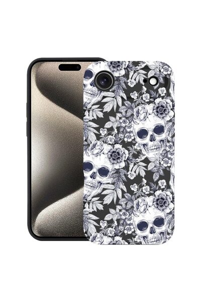 bestcase Калъф за Apple iPhone 17 Air с дизайн Череп в черно и бяло, Премиум ...