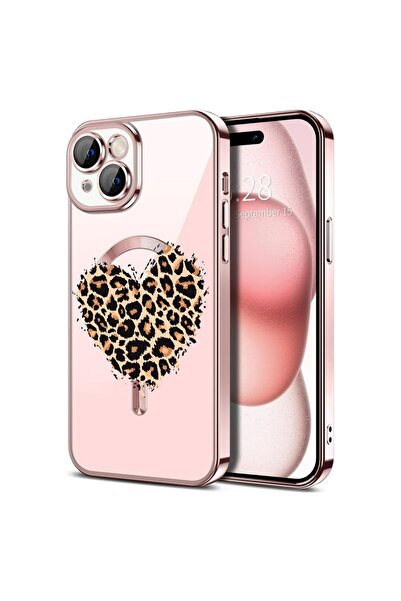bestcase Husa Luxury MagSafe, Συμβατό με Apple iPhone 14, Καρδιά Λεοπάρ, Εξαι...