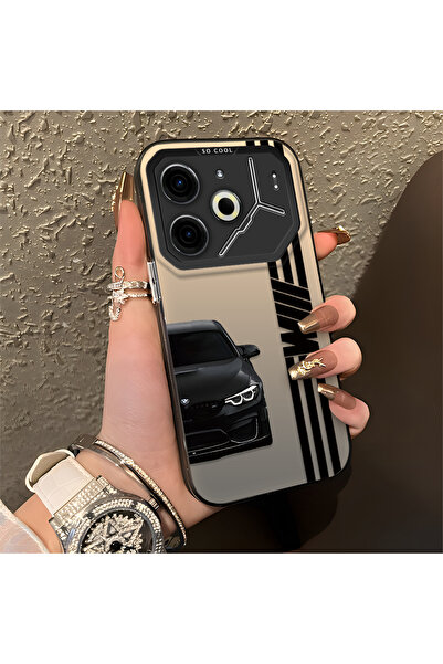 Hontinga Tecno Pova 6 Pro Uyumlu Silikon Kenar Sert Arka Anti Düşme Telefon K...