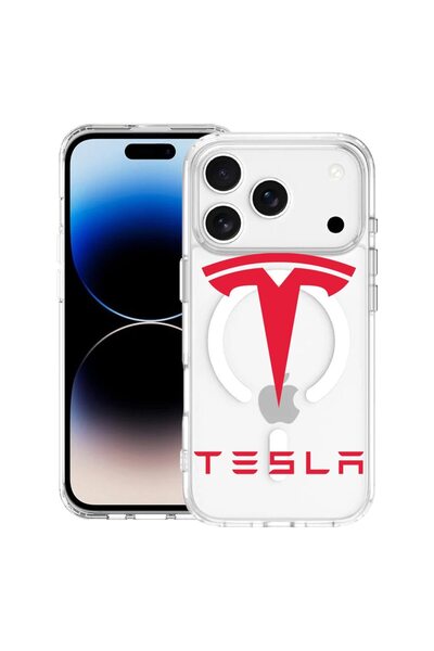 bestcase Husa pentru Apple iPhone 17 Pro Max cu Design Tesla Red, Mag Anti Sh...