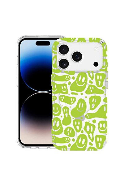 bestcase Θήκη για Apple iPhone 17 Pro Max με Σχέδιο Green Acid Smiley, Αντικρ...