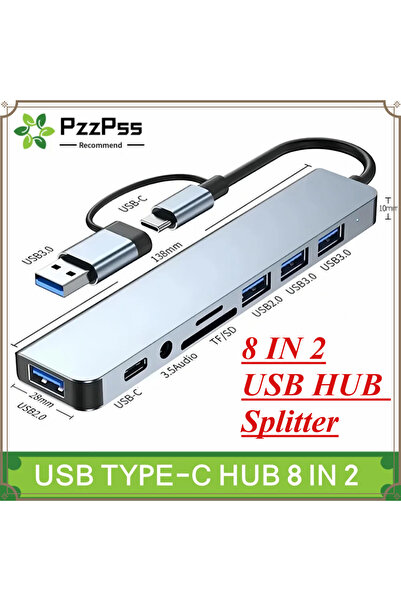 Choice موزع USB 8 في 2، محول USB C 3.0، محطة إرساء بسرعة نقل عالية 5 جيجابت ف...