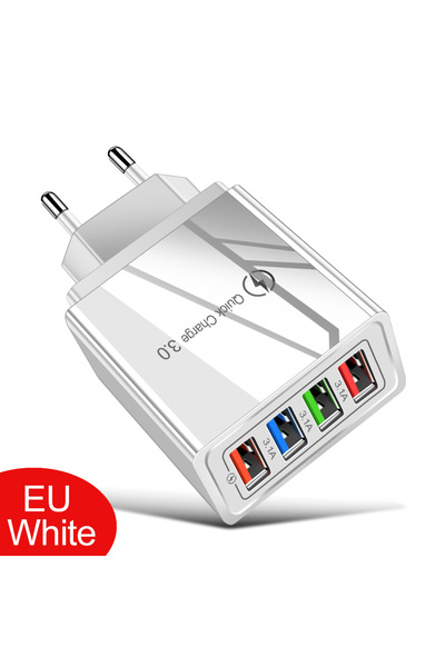 Choice9 EU White 3A USB Charger 4 Port USB Quick Charge 3.0 EU US Plug Mobile...